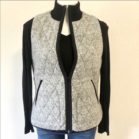 Adrienne Vittadini Jackets & Blazers - [Adrienne Vittadini] Black & Gray Zip-Up Vest
